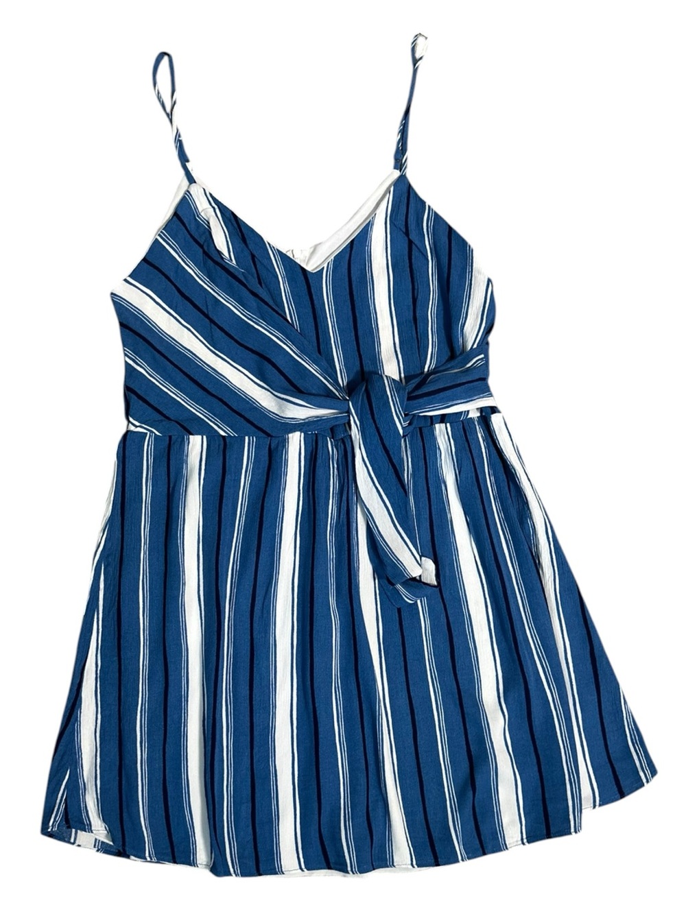 Everly Sundress Faux Wrap Tie Blue & White Size Large